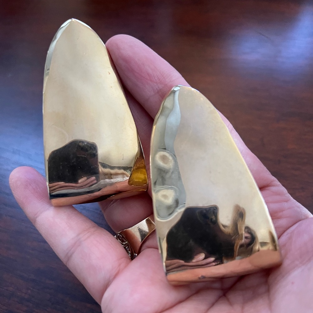 Huge gold tone clip on earrings